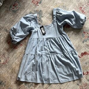 Nasty Gal Sky Blue Puff Sleeve Dress